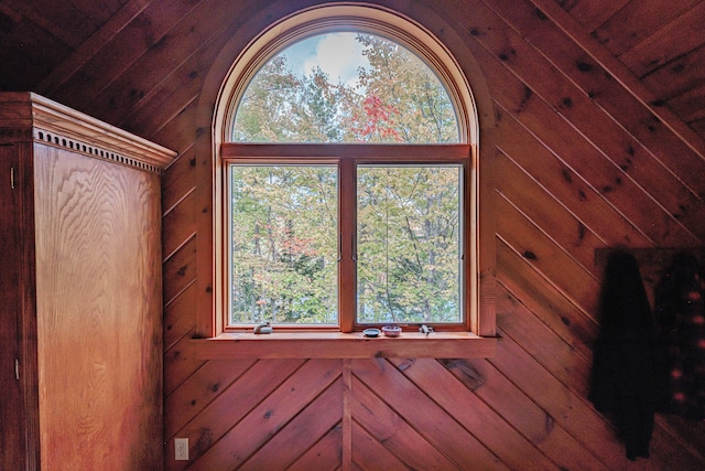 details featuring wooden walls