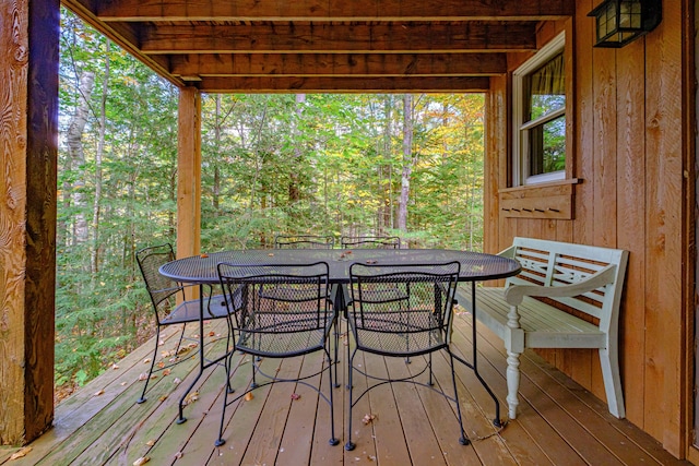 11 Goss Pond Rd, Bethel, ME 04217 - wooden terrace featuring outdoor dining area