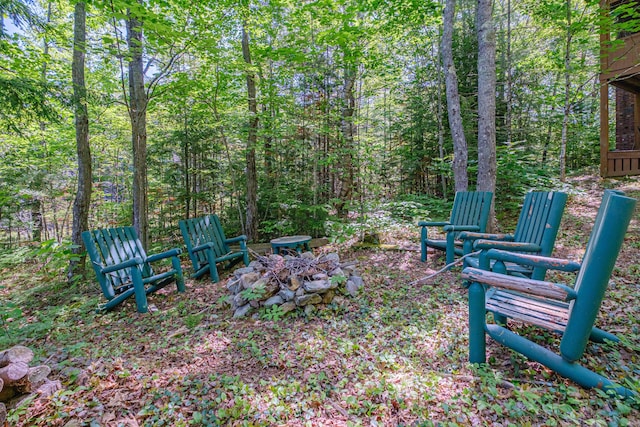 11 Goss Pond Rd, Bethel, ME 04217 - view of yard with a fire pit and a forest view