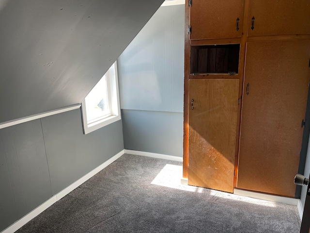 bonus room with carpet floors and lofted ceiling