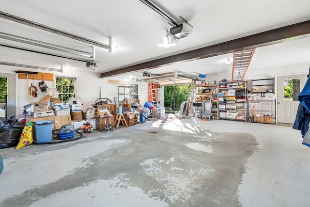 garage with a garage door opener