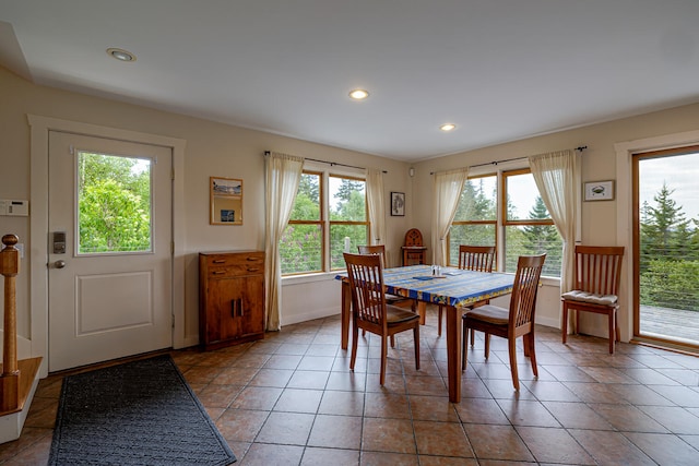 view of tiled dining room