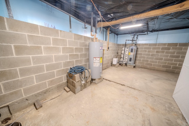 basement with electric water heater