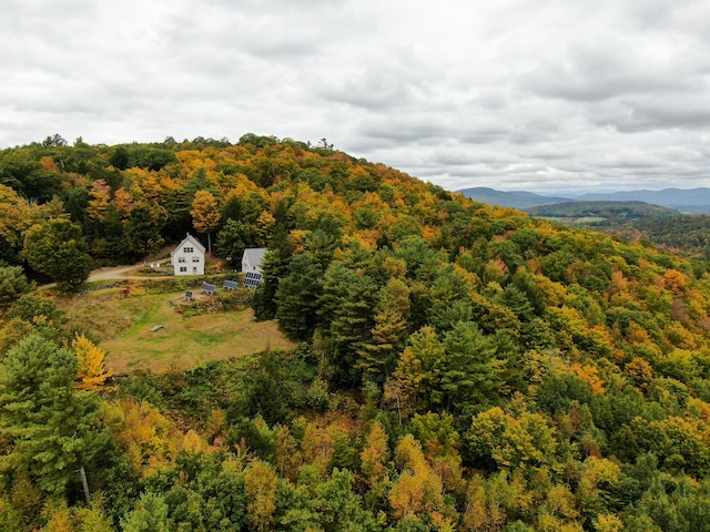 drone / aerial view featuring a mountain view