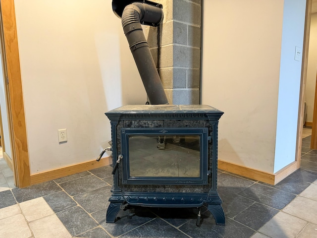 details with a wood stove