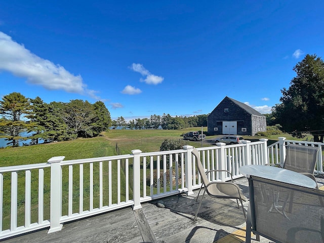 deck featuring a yard