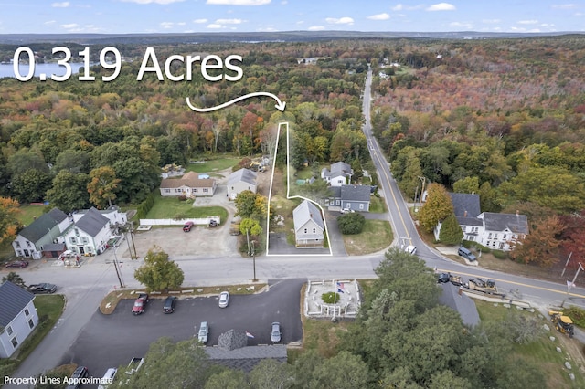5 Harbor Rd, Friendship, ME 04547 - aerial view of property's location with a heavily wooded area and nearby suburban area
