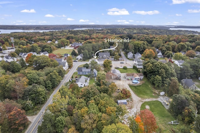 5 Harbor Rd, Friendship, ME 04547 - aerial view of property and surrounding area with a large body of water, a forest, and nearby suburban area