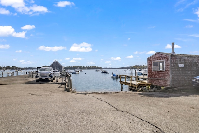 view of dock featuring a water view