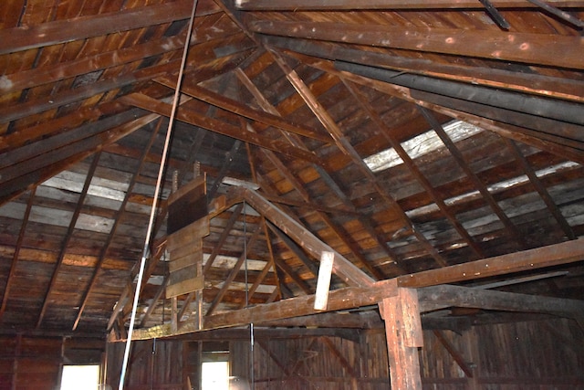 view of unfinished attic