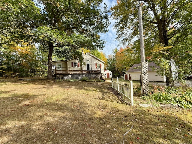 view of yard with a deck