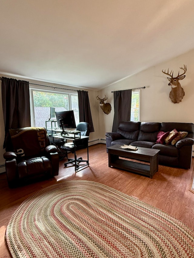 living room with hardwood / wood-style floors