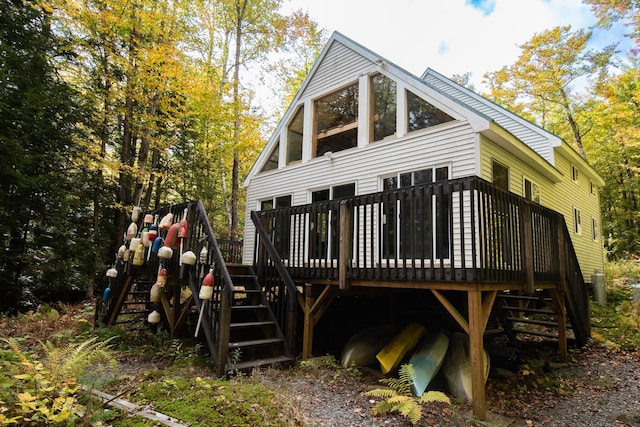 5-27 Cooks Is, Orneville Twp, ME 04463 - back of house with stairs and a wooden deck