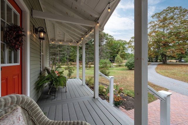 459 Durham Rd, Brunswick, ME 04011 - wooden terrace with a porch and a lawn