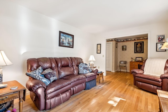 living room featuring light hardwood / wood-style floors