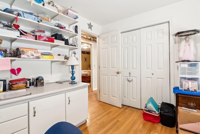 office area with light wood-type flooring