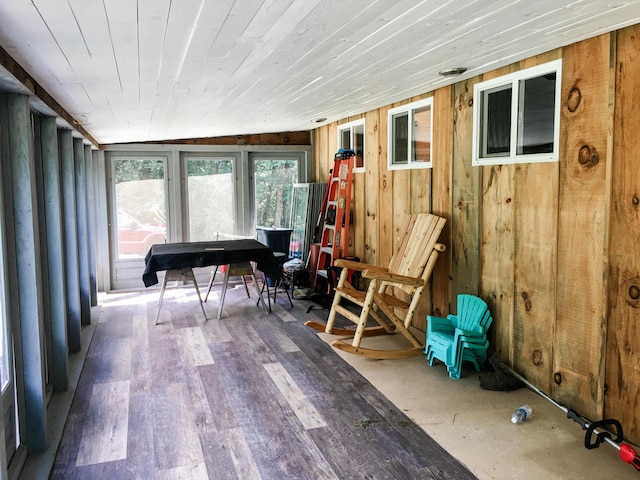 552 Egypt Rd, Alna, ME 04535 - sunroom / solarium with wood walls, wood finished floors, and wood ceiling