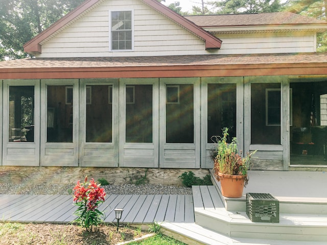 552 Egypt Rd, Alna, ME 04535 - back of property featuring roof with shingles and french doors