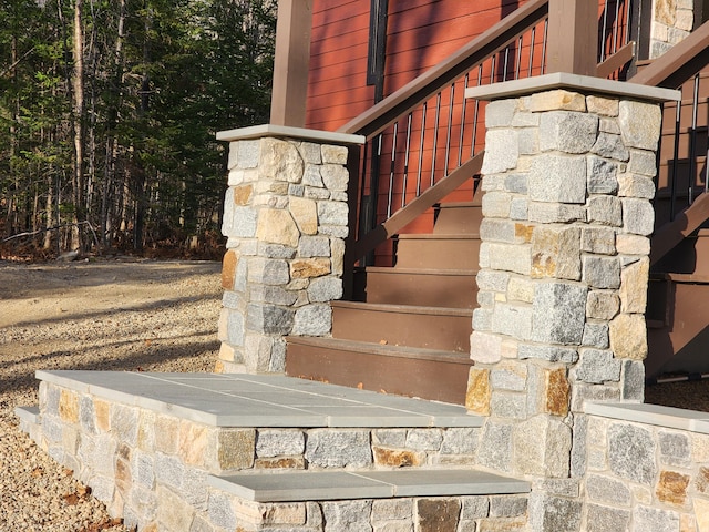 exterior details with stone siding