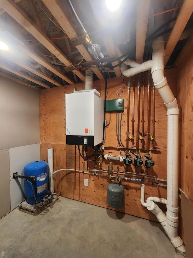 utility room with water heater