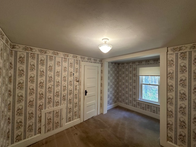 unfurnished bedroom featuring carpet and a textured ceiling