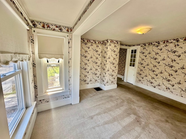 spare room featuring ornamental molding