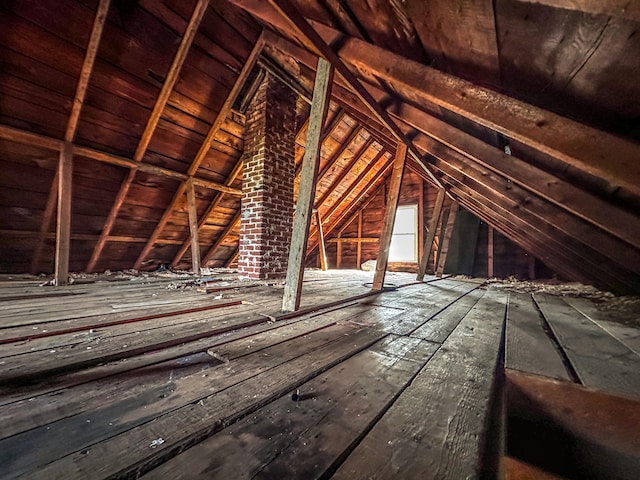 view of unfinished attic