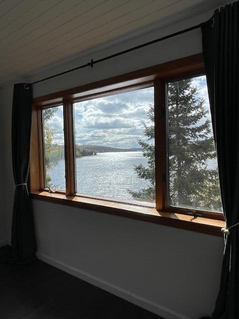 room details featuring a water view