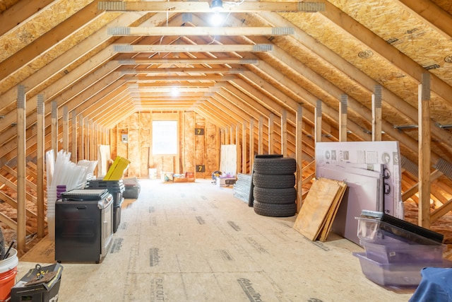 view of unfinished attic