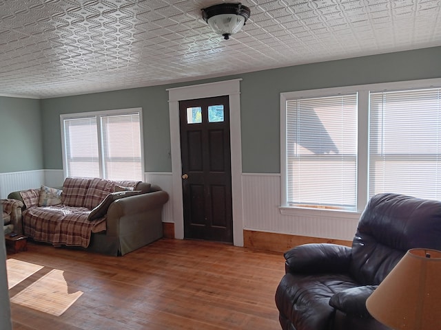 living room with wood-type flooring