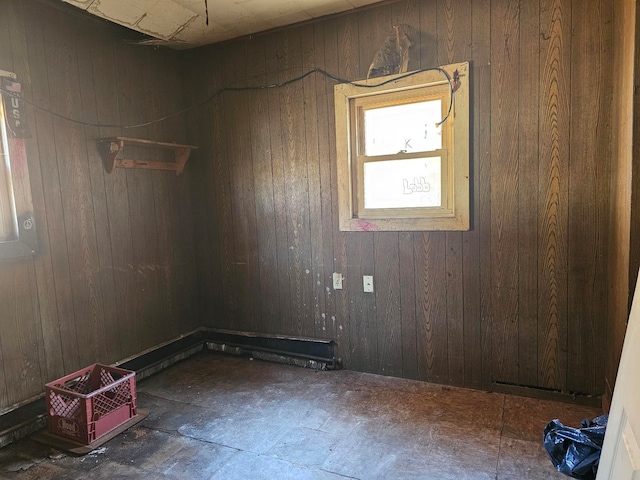 empty room featuring wooden walls