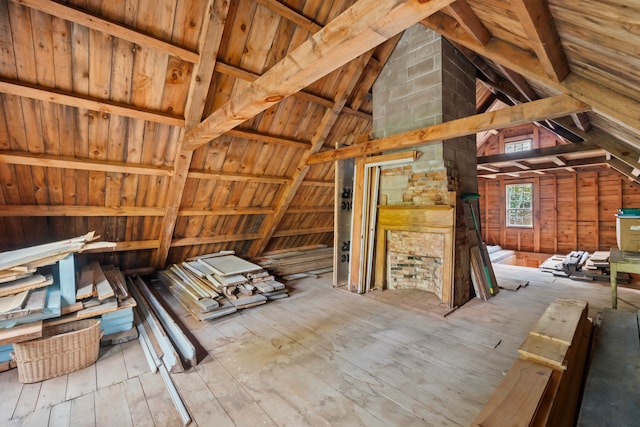 view of unfinished attic