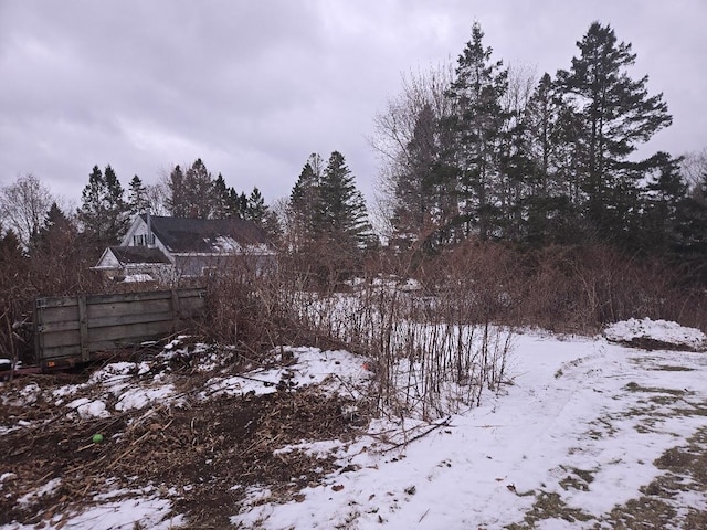 view of snow covered land