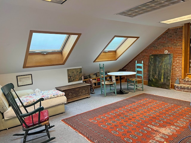 30 Water St, Ellsworth, ME 04605 - living area with lofted ceiling with skylight and carpet floors