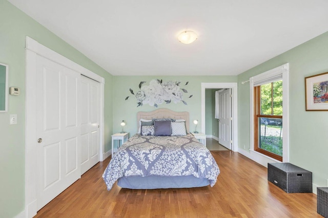 bedroom featuring a closet and hardwood / wood-style floors