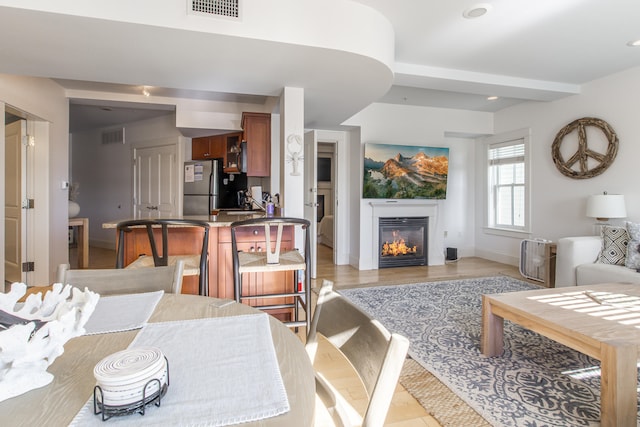 living room featuring light hardwood / wood-style floors