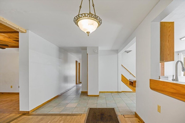 hallway featuring light wood-type flooring