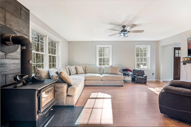 49 Balsam Dr, Waldoboro, ME 04572 - living room featuring wood-type flooring and ceiling fan