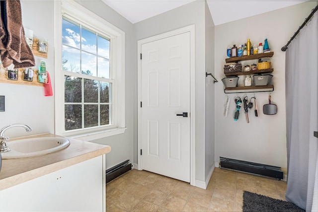 49 Balsam Dr, Waldoboro, ME 04572 - bathroom with vanity and baseboard heating