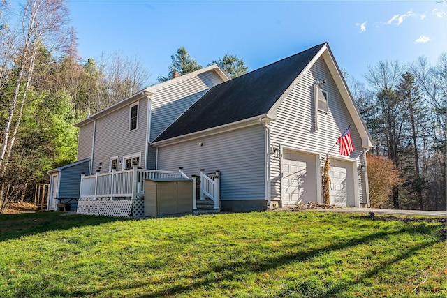 49 Balsam Dr, Waldoboro, ME 04572 - view of home's exterior with a lawn and a deck