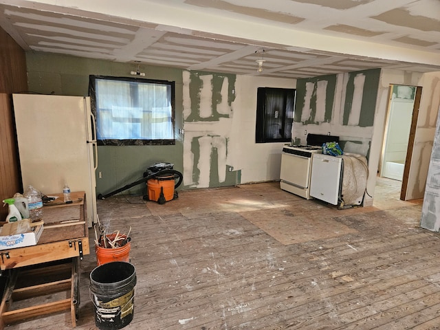 kitchen featuring white stove