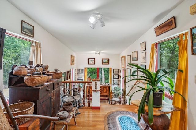 living area featuring light wood-style flooring