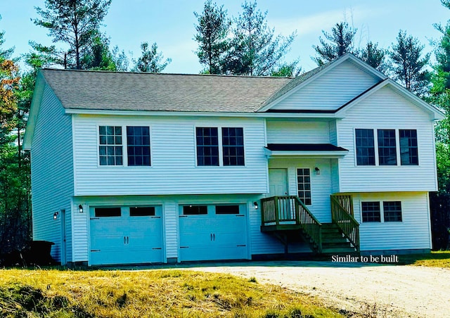 bi-level home with a garage