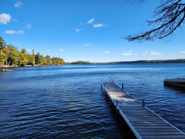 view of dock featuring a water view