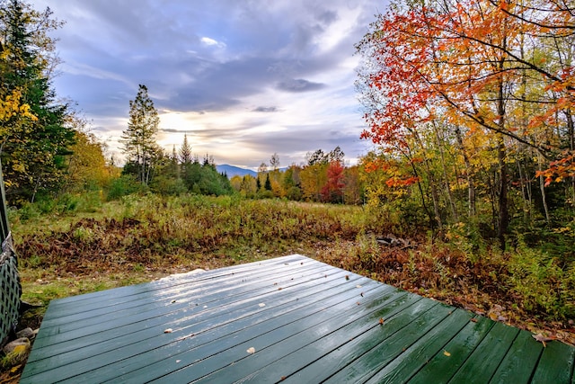 deck featuring a mountain view
