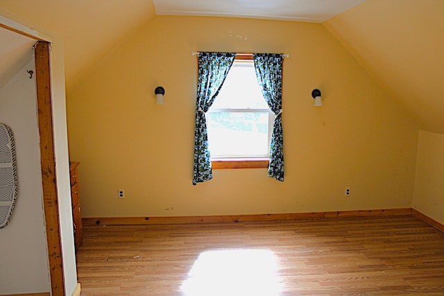 additional living space with lofted ceiling and light wood finished floors