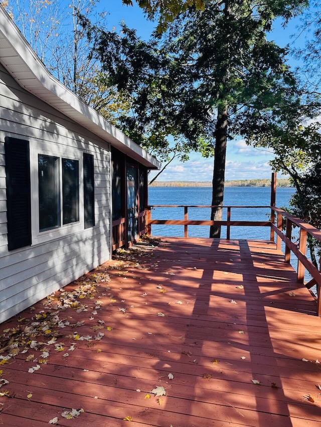 deck with a water view