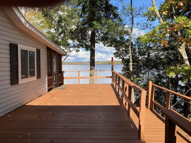 deck with a water view