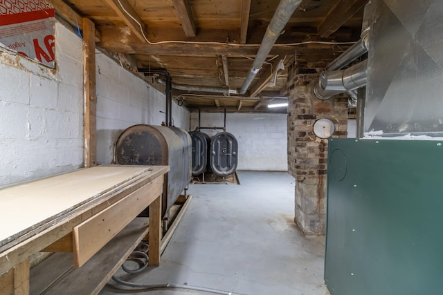 basement with heating unit