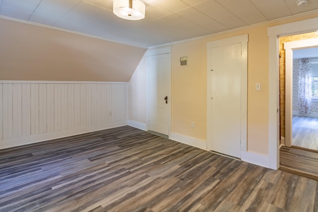 additional living space with dark hardwood / wood-style flooring